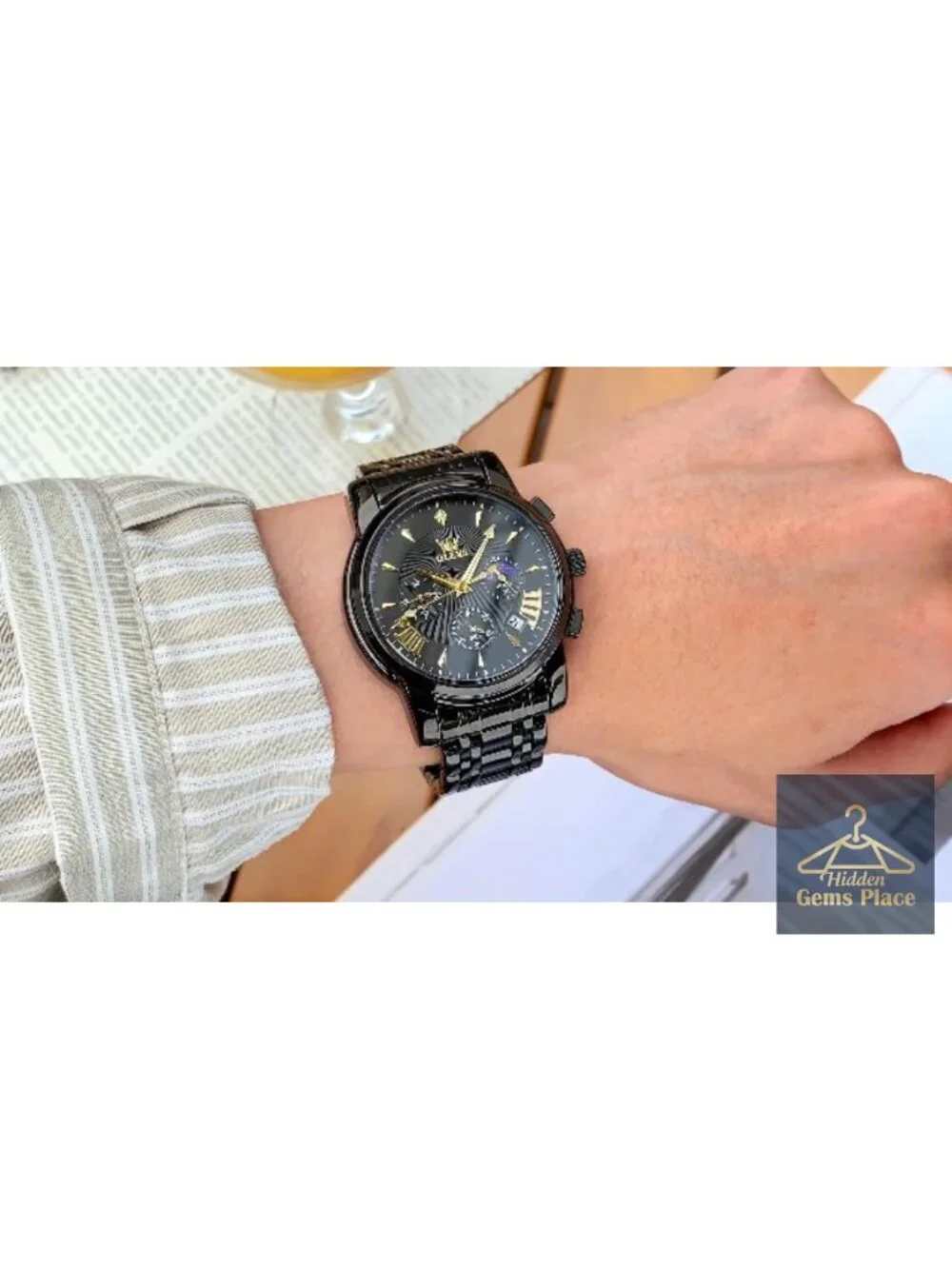 Luxury Waterproof Luminous Chronograph Watch with Stainless Steel Bracelet